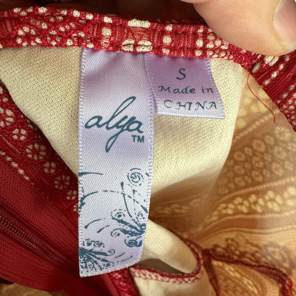 Alya Red Lace Strappy Racerback Lined Peplum Tank Blouse Size S - Picture 5 of 7